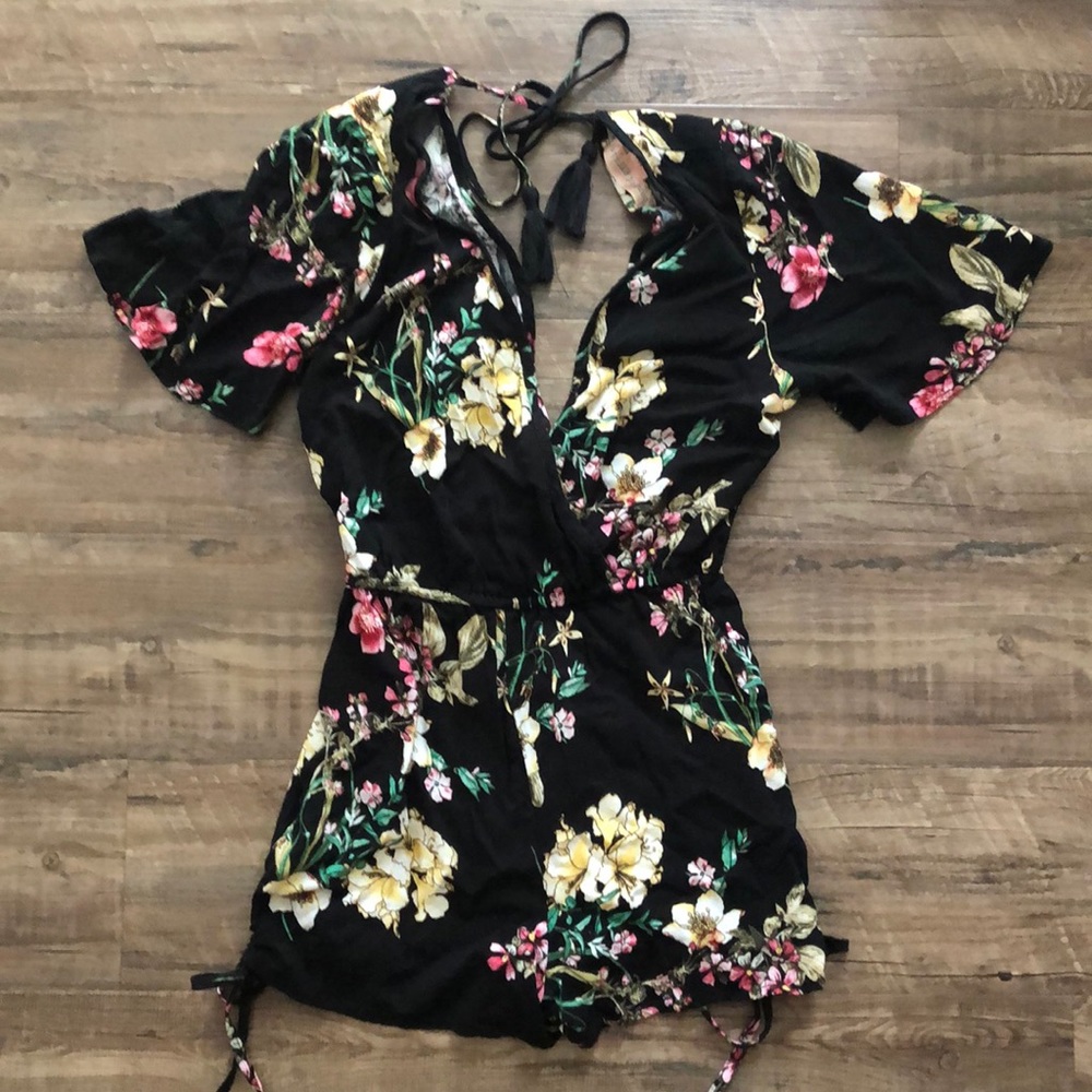 Black Floral Romper